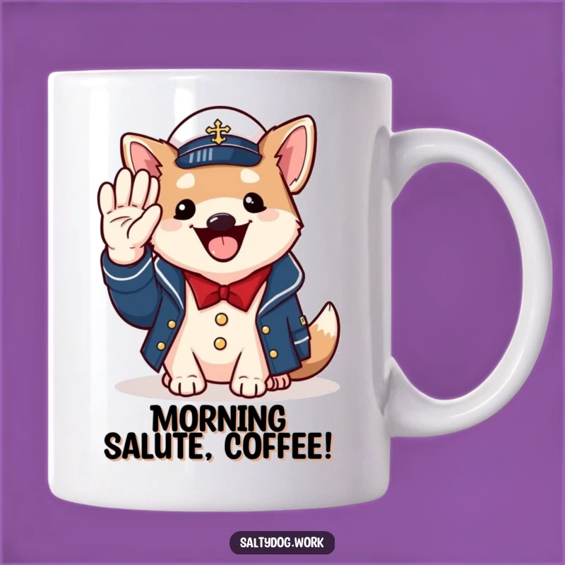 Funny Naval Dog Mug: Cheerful Saluting Pup, Perfect Military Gift